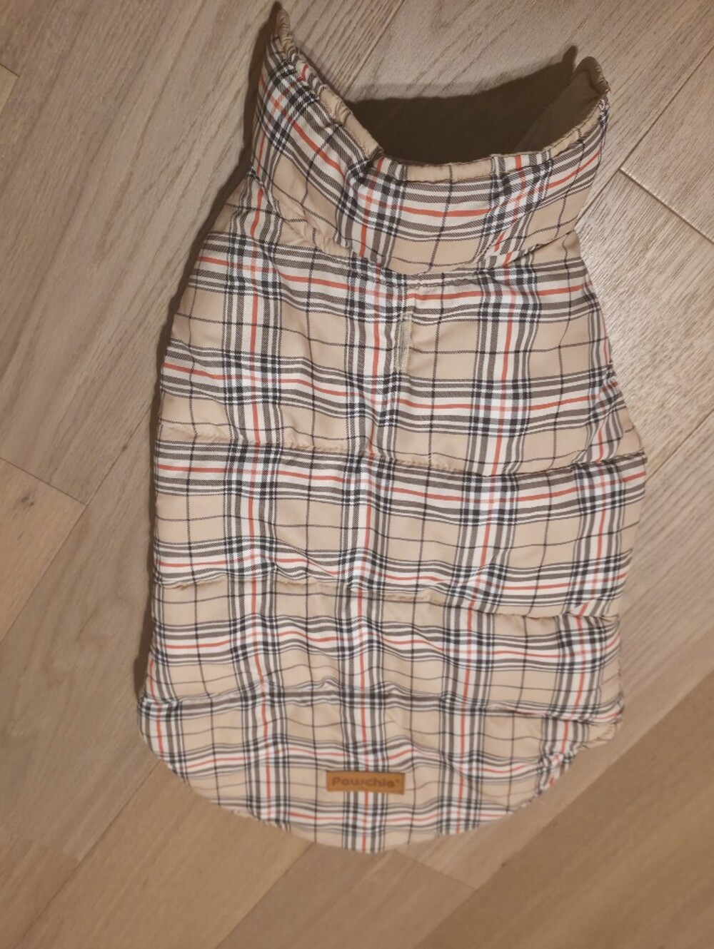 Beige Plaid Quilted Dog Puffer Vest